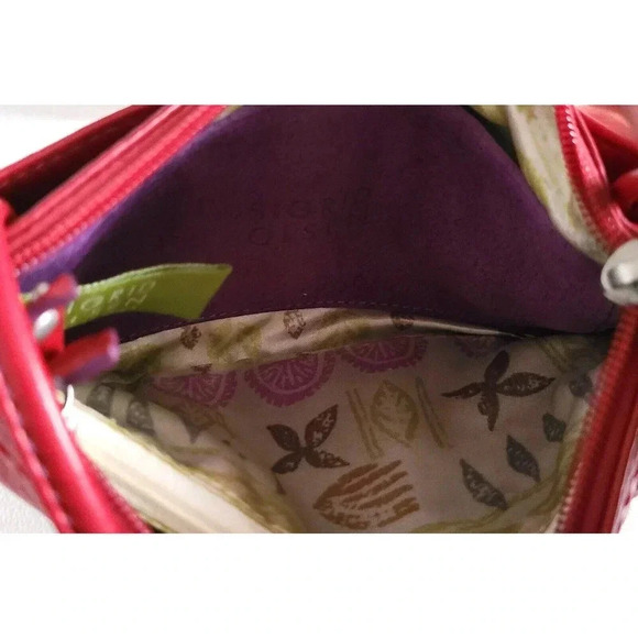 Leather SIGRID OLSEN RED Crossbody ORGANIZER Shoulder Bag Purse - Picture 7 of 8